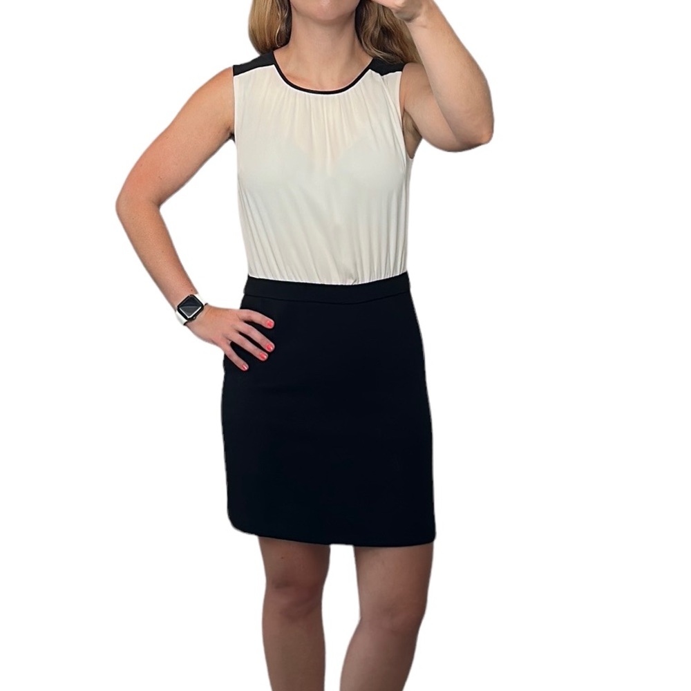 S0 Cream and Black Loft business casual dress